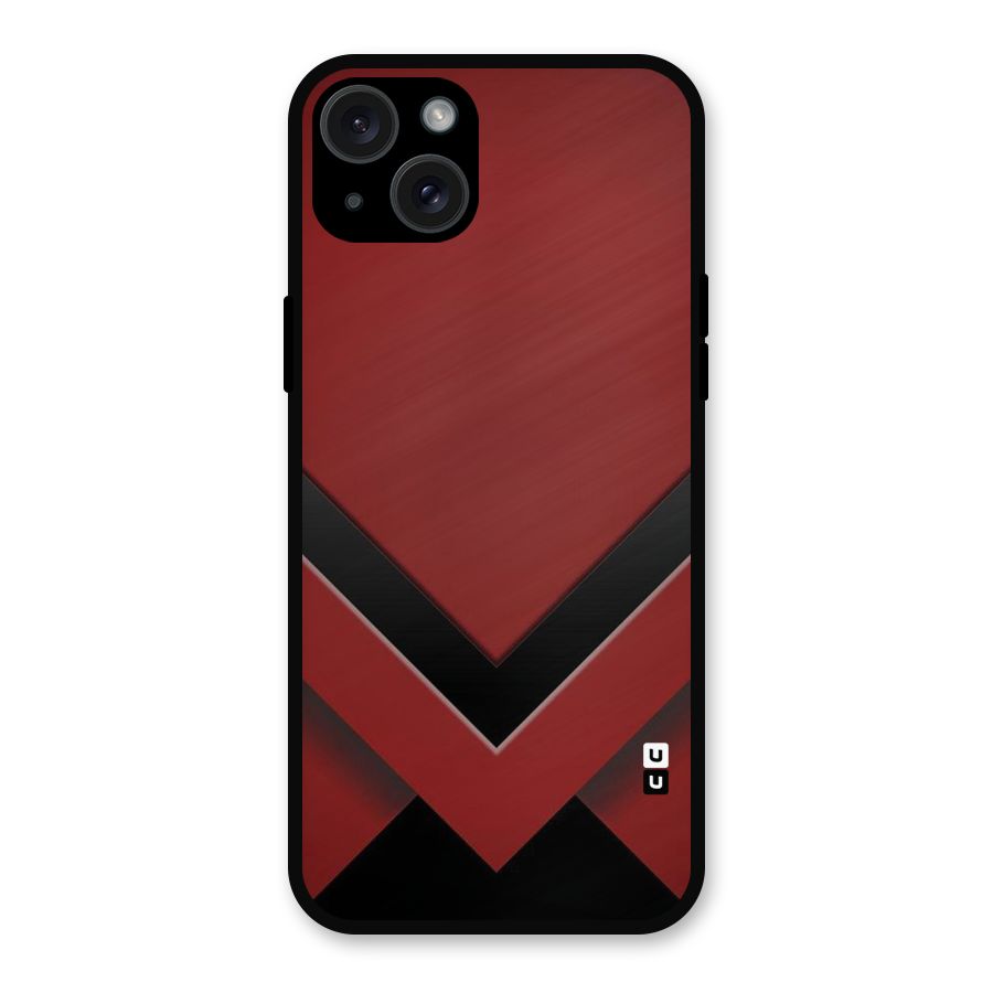 Red Black Fold Metal Back Case for iPhone 15 Plus