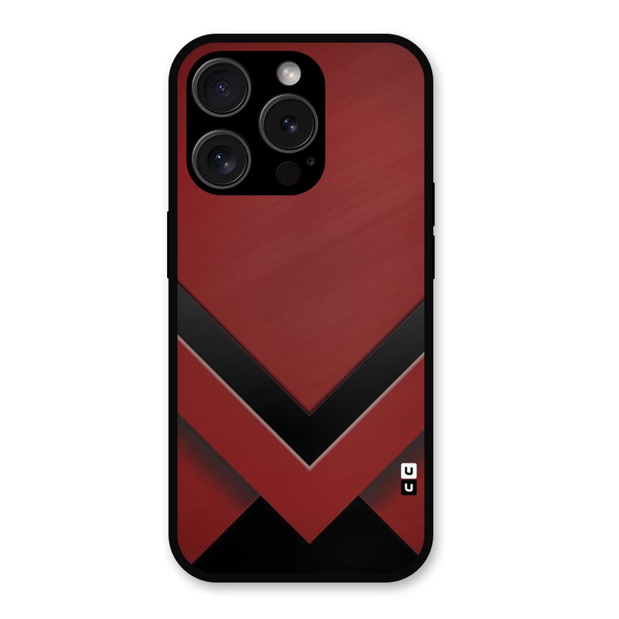Red Black Fold Metal Back Case for iPhone 15 Pro