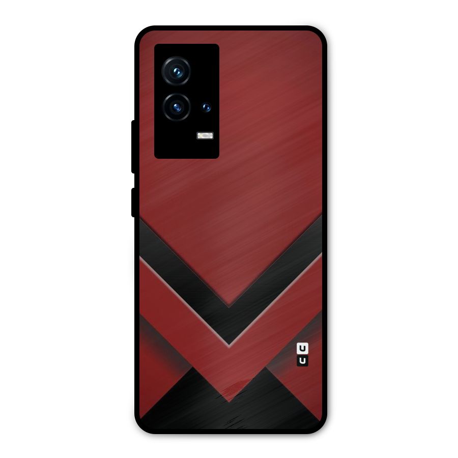 Red Black Fold Metal Back Case for iQOO 9 5G