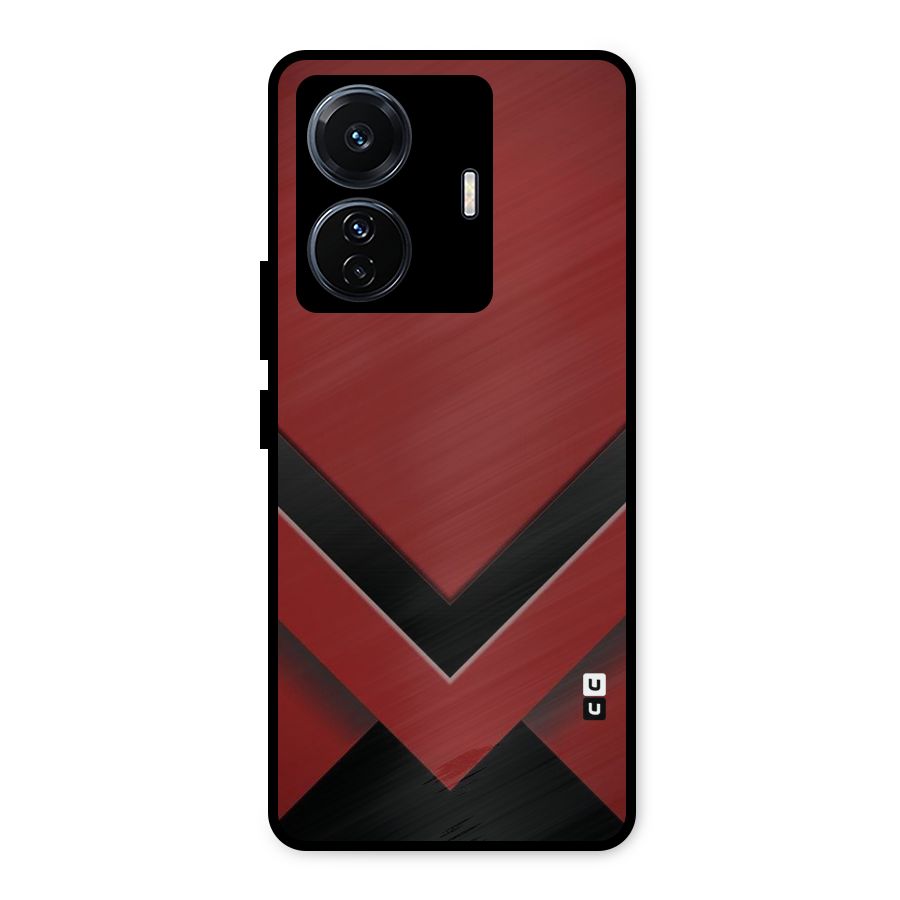 Red Black Fold Metal Back Case for iQOO Z6