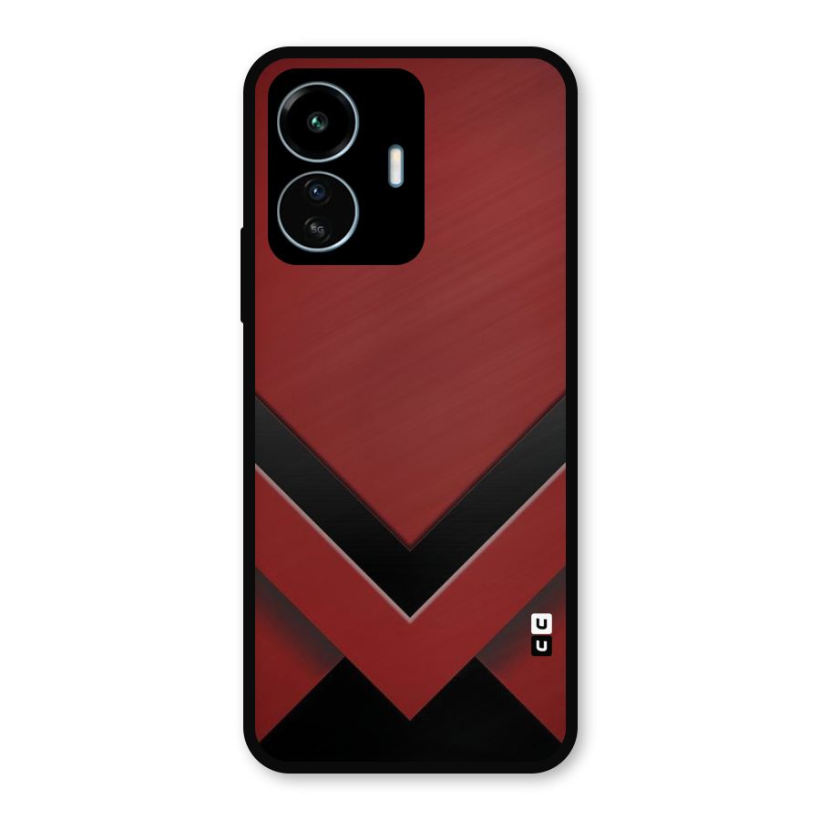 Red Black Fold Metal Back Case for vivo iQOO Z6 Lite 5G