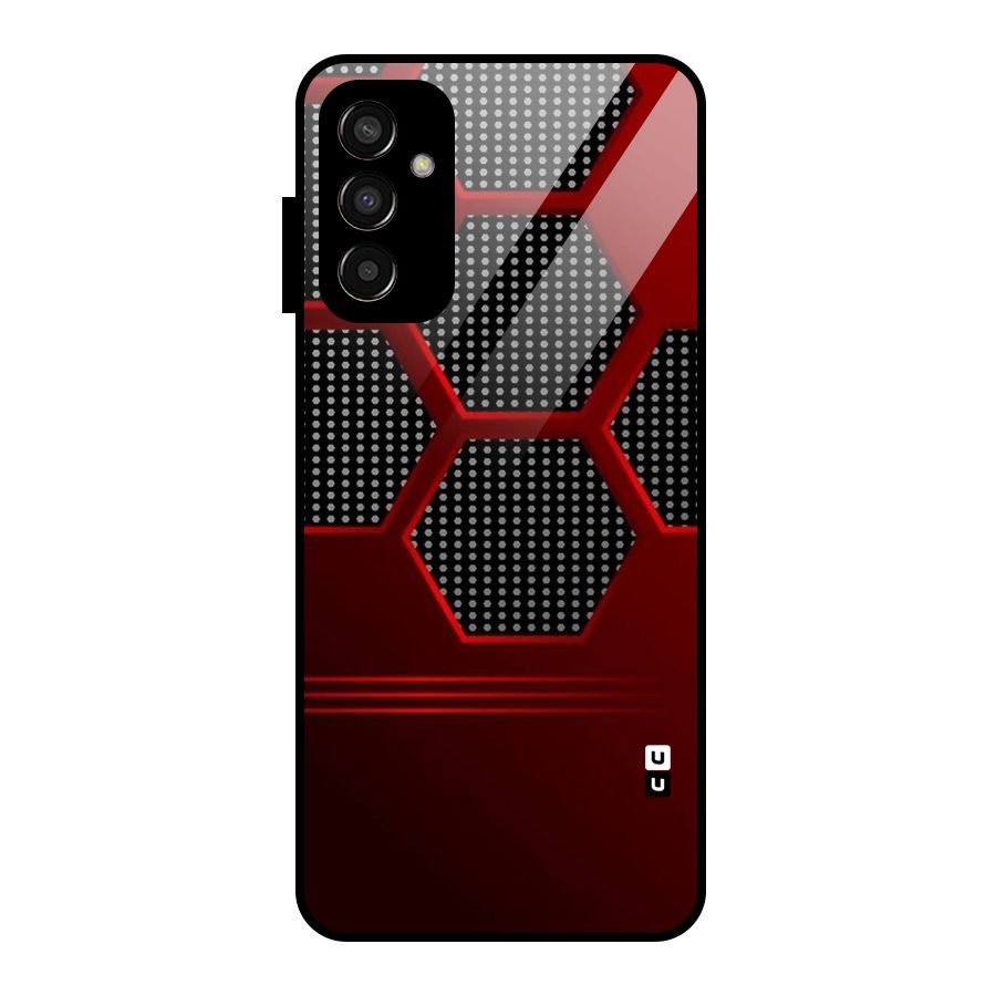 Red Black Hexagons Glass Back Case for Galaxy F13