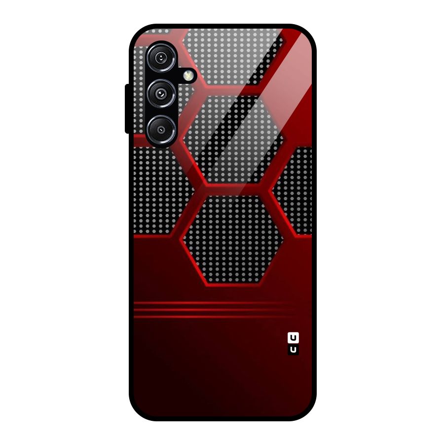 Red Black Hexagons Glass Back Case for Galaxy M34 5G