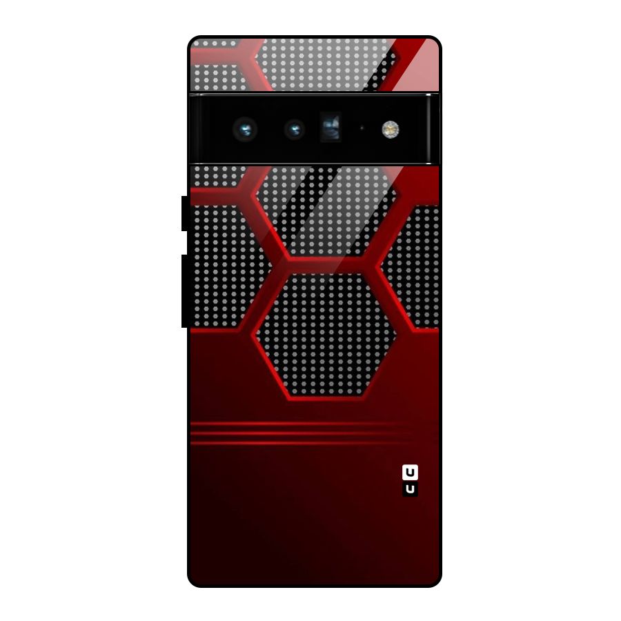 Red Black Hexagons Glass Back Case for Google Pixel 6 Pro