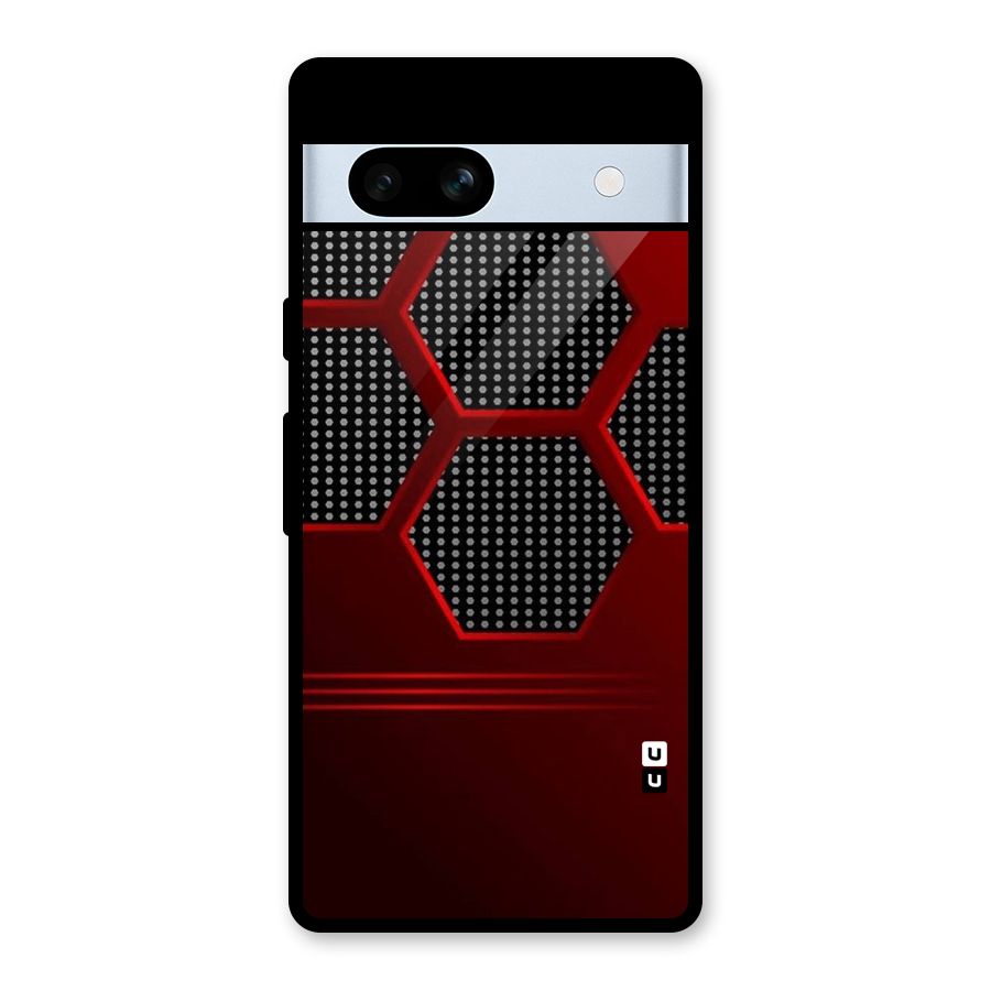 Red Black Hexagons Glass Back Case for Google Pixel 7a