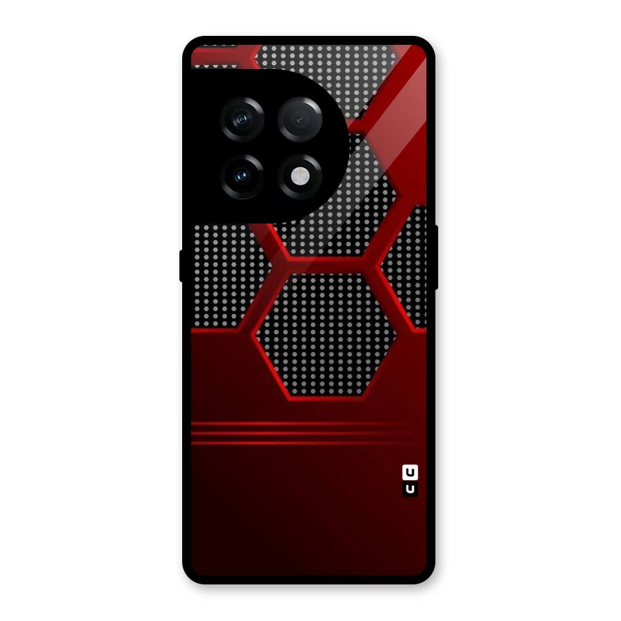 Red Black Hexagons Glass Back Case for OnePlus 11R