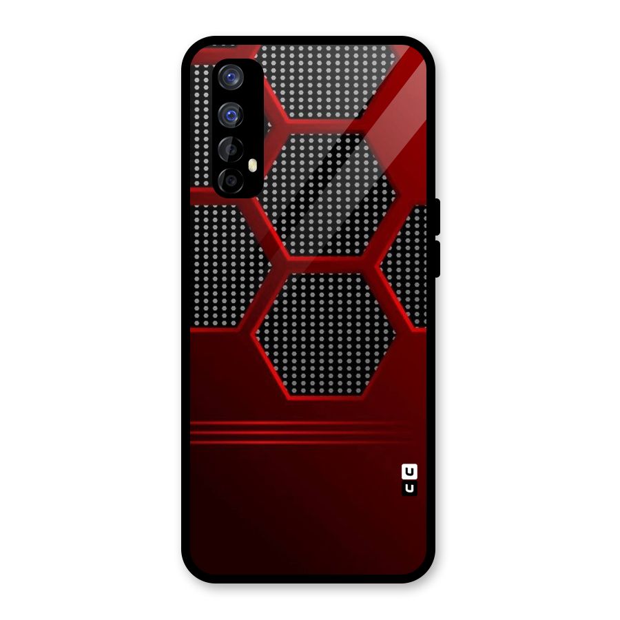 Red Black Hexagons Glass Back Case for Realme 7