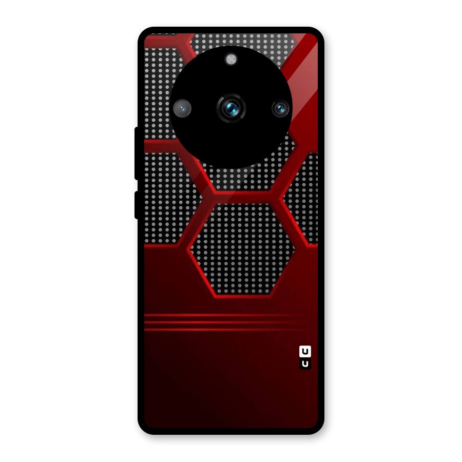 Red Black Hexagons Glass Back Case for Realme Narzo 60 Pro