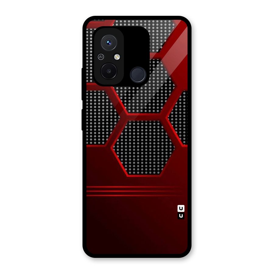 Red Black Hexagons Glass Back Case for Redmi 12C