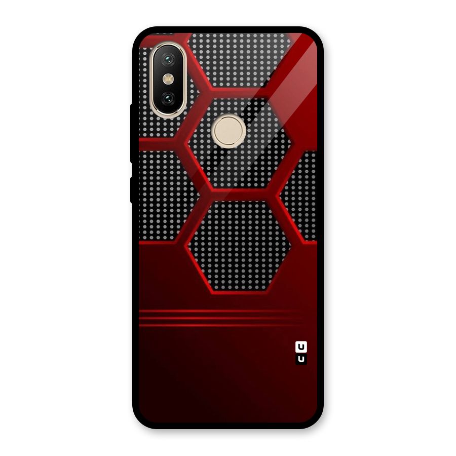Red Black Hexagons Glass Back Case for Redmi A2