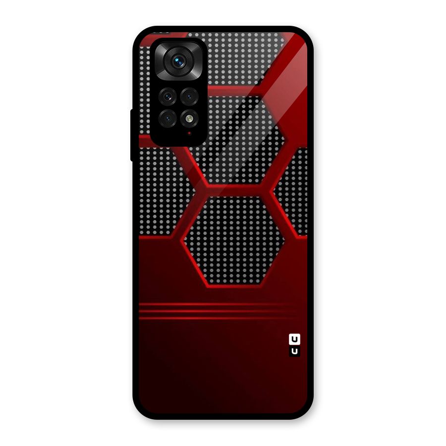 Red Black Hexagons Glass Back Case for Redmi Note 11S