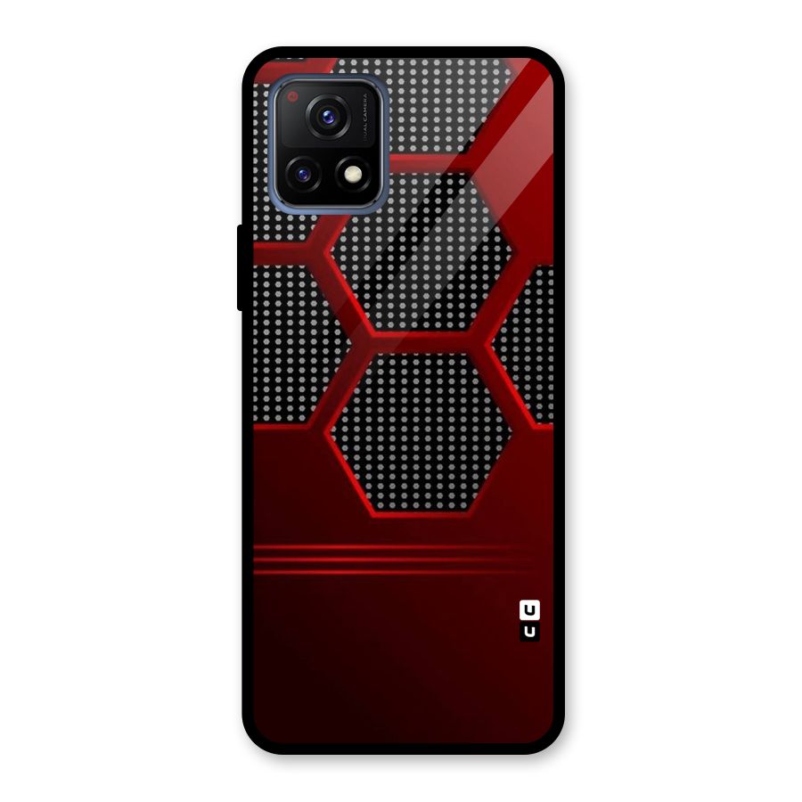 Red Black Hexagons Glass Back Case for Vivo Y72 5G