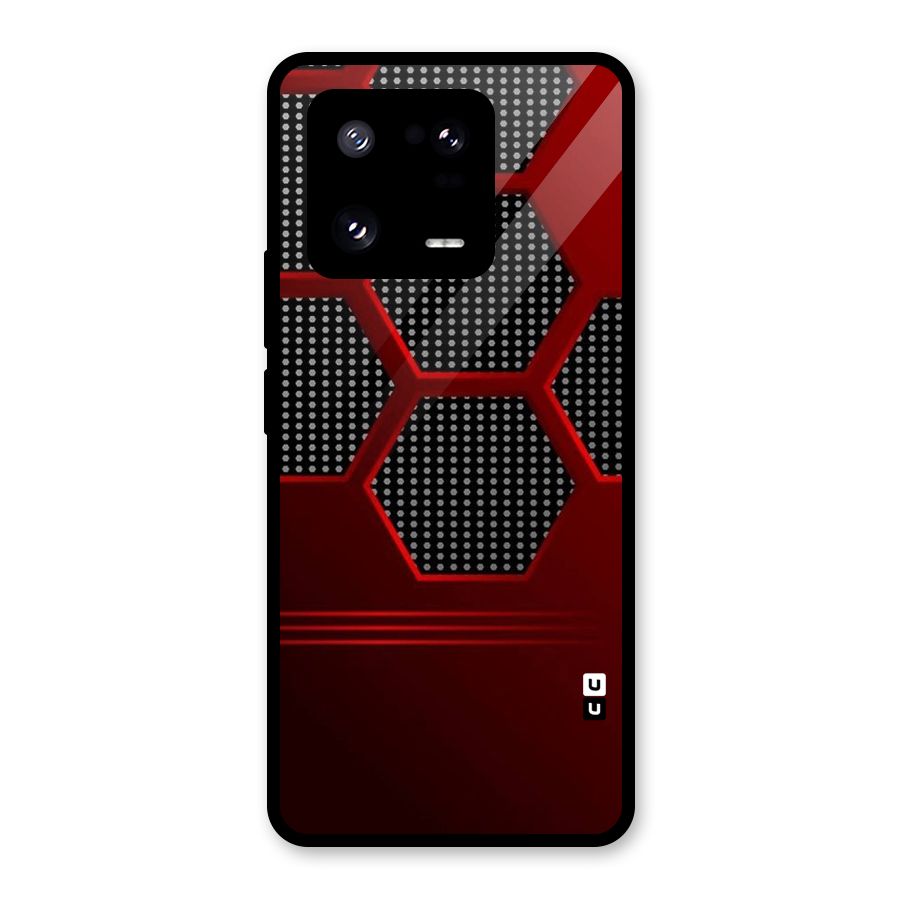 Red Black Hexagons Glass Back Case for Xiaomi 13 Pro