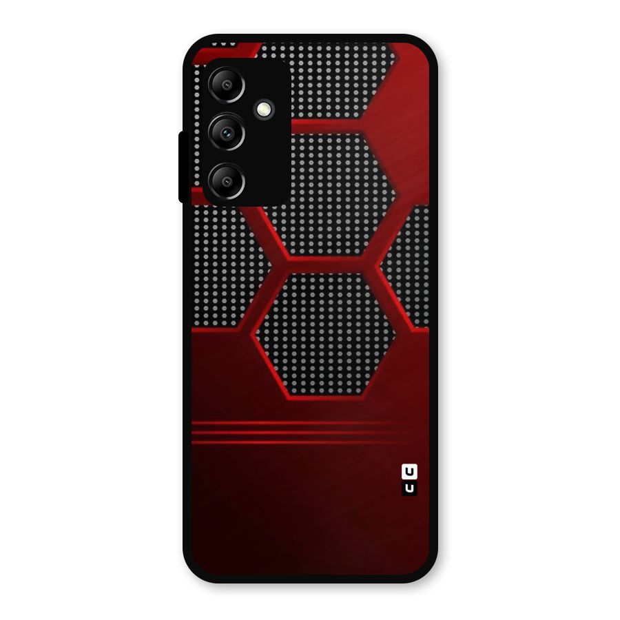 Red Black Hexagons Metal Back Case for Galaxy A14 5G
