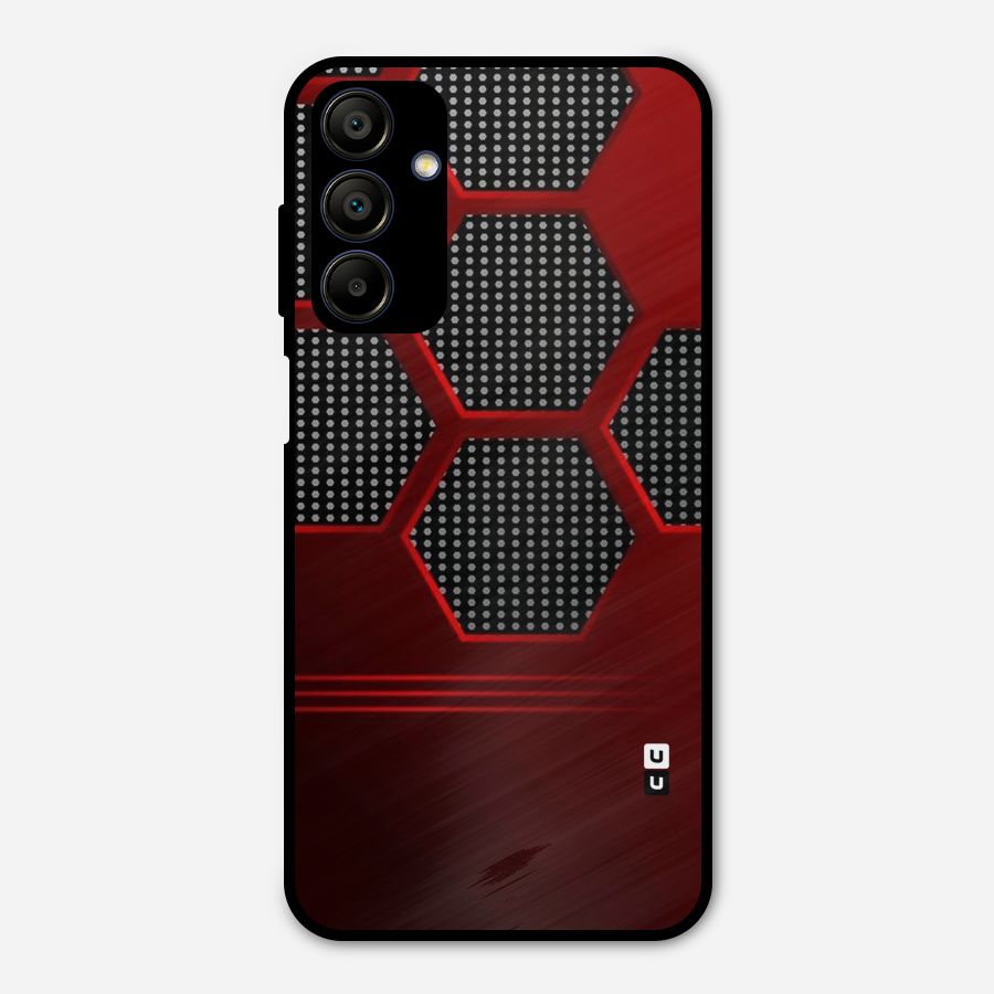 Red Black Hexagons Metal Back Case for Galaxy A15 5G