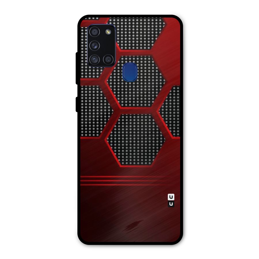 Red Black Hexagons Metal Back Case for Galaxy A21s