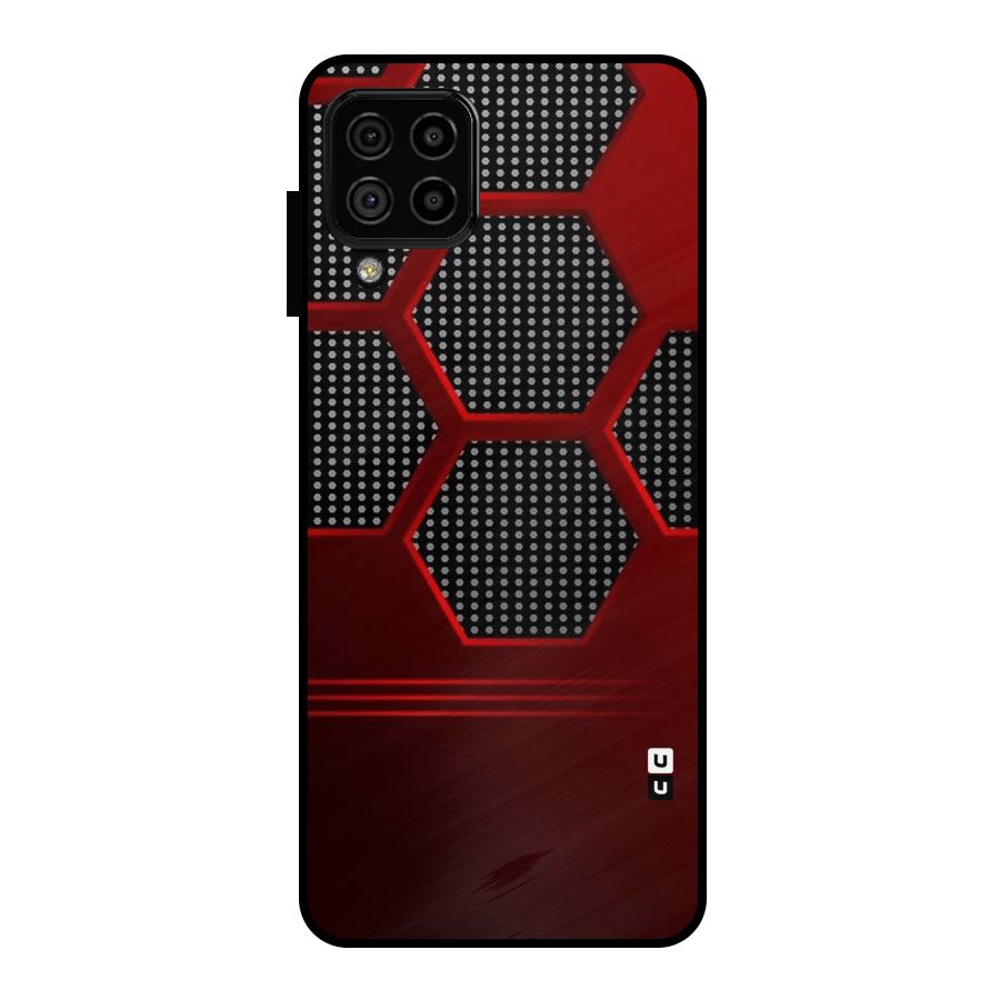 Red Black Hexagons Metal Back Case for Galaxy A22 4G
