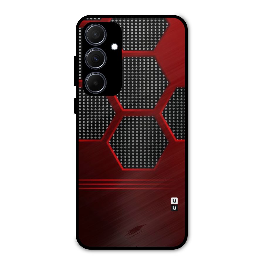 Red Black Hexagons Metal Back Case for Galaxy A35