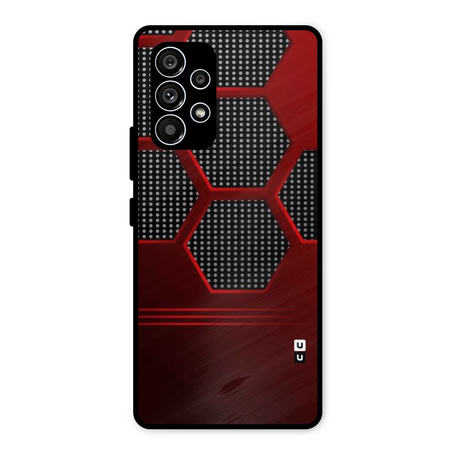 Red Black Hexagons Metal Back Case for Galaxy A53 5G