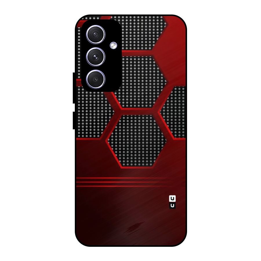Red Black Hexagons Metal Back Case for Galaxy A54