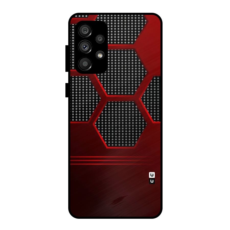 Red Black Hexagons Metal Back Case for Galaxy A73 5G