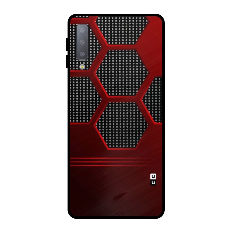 Red Black Hexagons Metal Back Case for Galaxy A7 (2018)