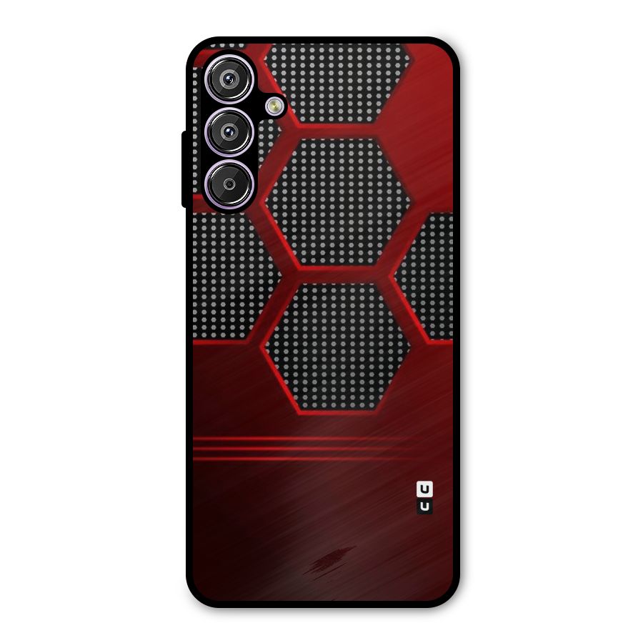 Red Black Hexagons Metal Back Case for Galaxy F15
