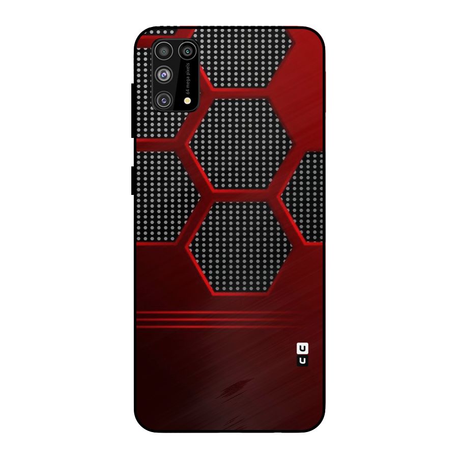 Red Black Hexagons Metal Back Case for Galaxy F41
