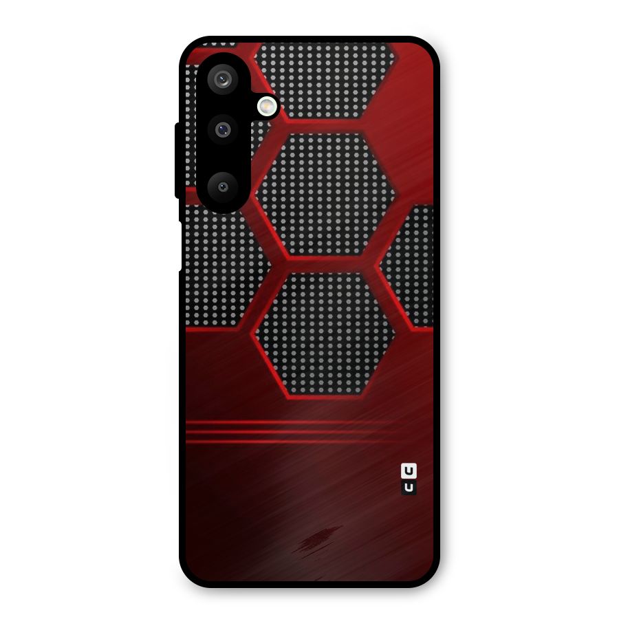 Red Black Hexagons Metal Back Case for Galaxy M16