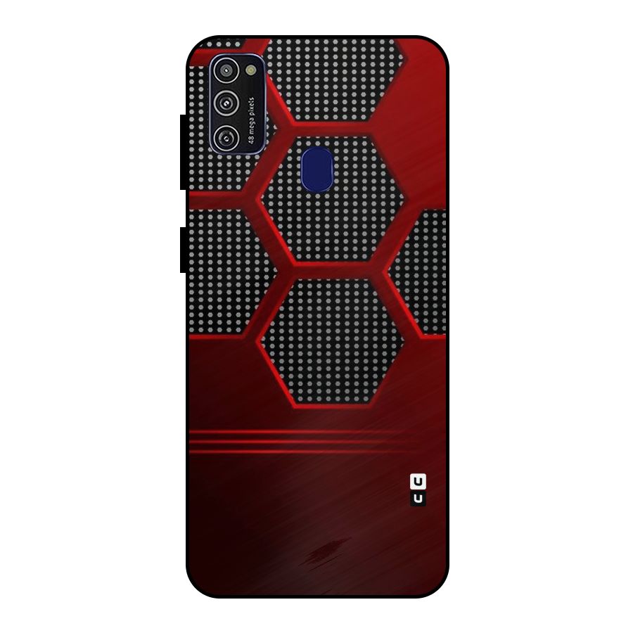 Red Black Hexagons Metal Back Case for Galaxy M30s