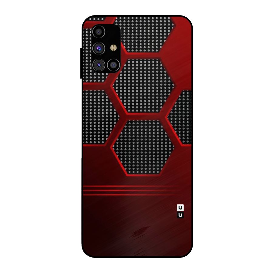 Red Black Hexagons Metal Back Case for Galaxy M31s