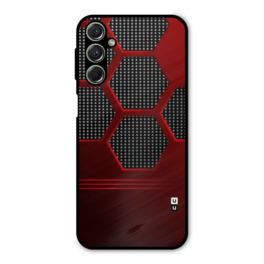 Red Black Hexagons Metal Back Case for Galaxy M34