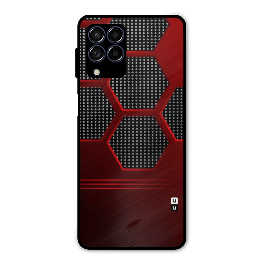 Red Black Hexagons Metal Back Case for Galaxy M53 5G