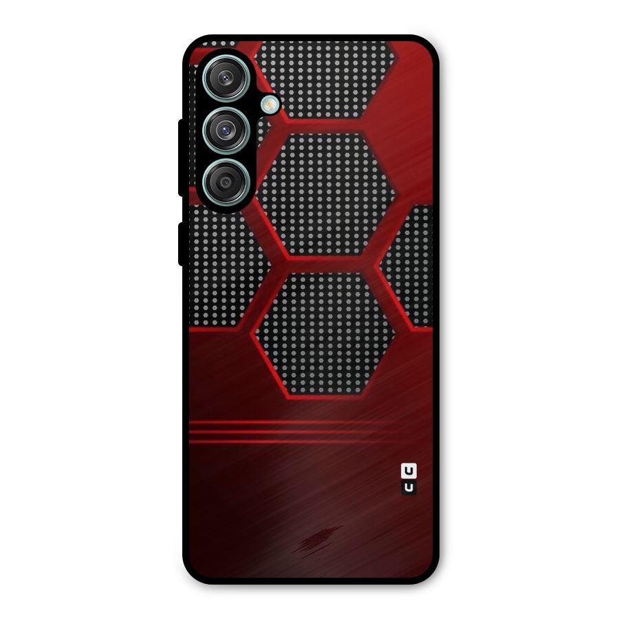 Red Black Hexagons Metal Back Case for Galaxy M55 5G