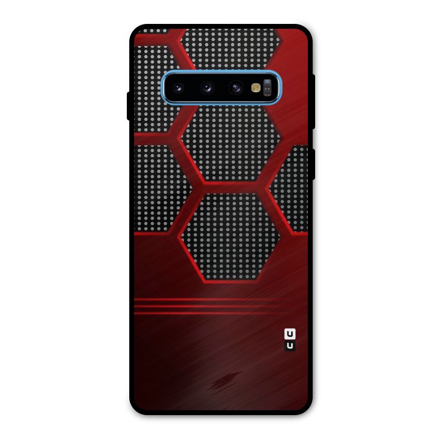 Red Black Hexagons Metal Back Case for Galaxy S10