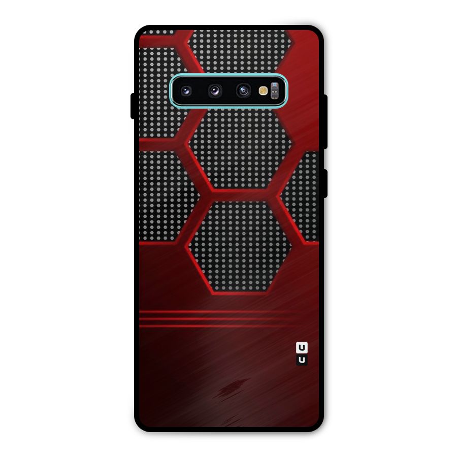 Red Black Hexagons Metal Back Case for Galaxy S10 Plus