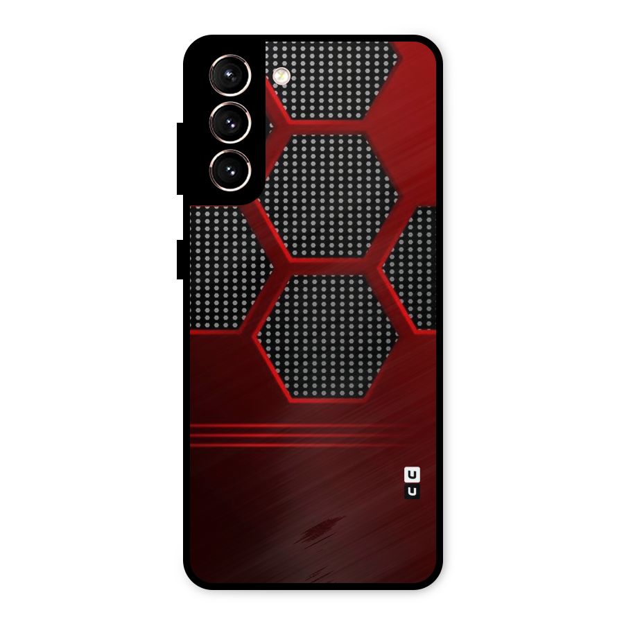 Red Black Hexagons Metal Back Case for Galaxy S21 5G