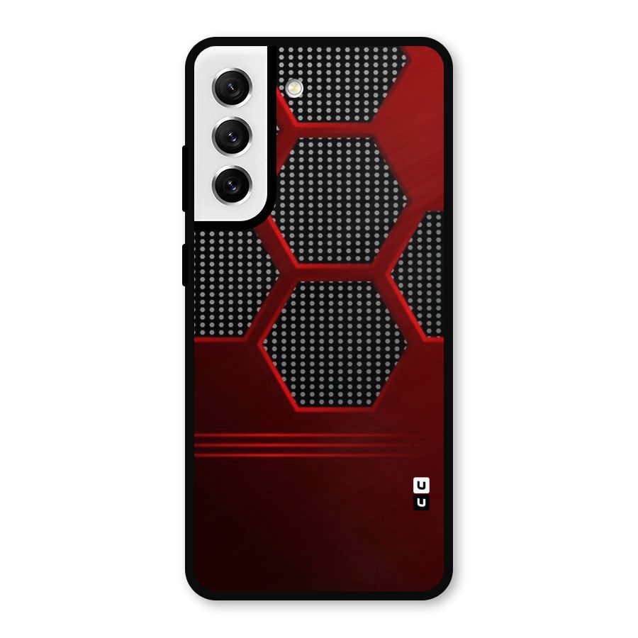 Red Black Hexagons Metal Back Case for Galaxy S21 FE 5G