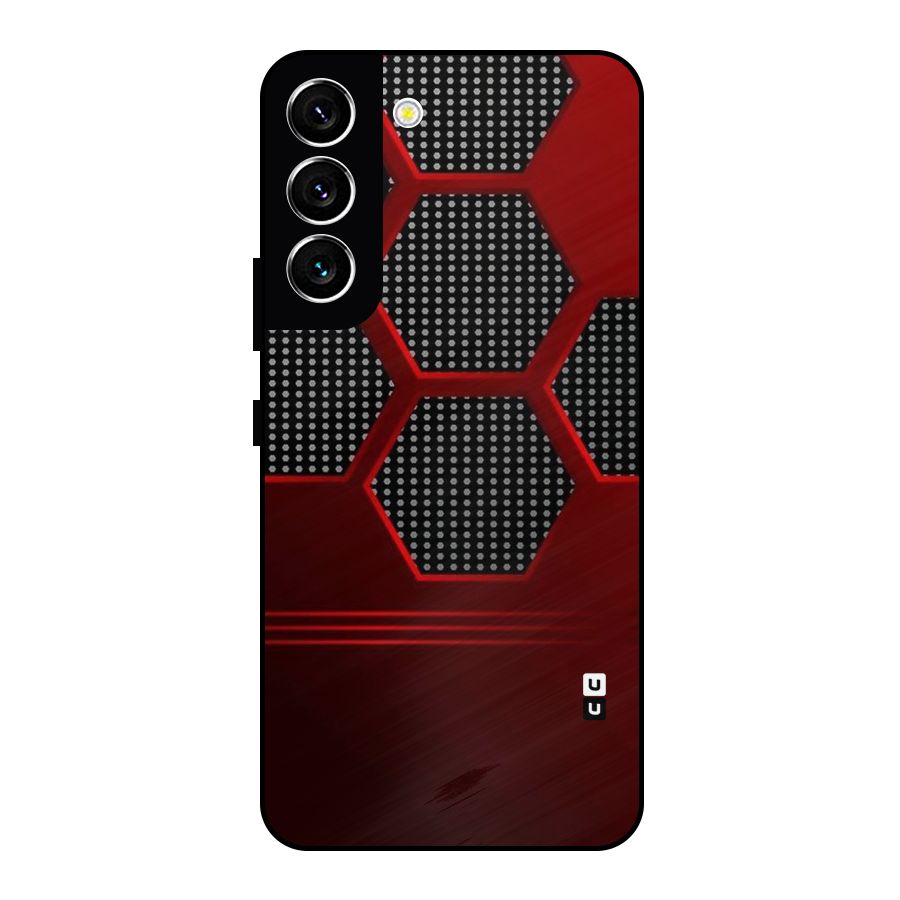 Red Black Hexagons Metal Back Case for Galaxy S22 5G
