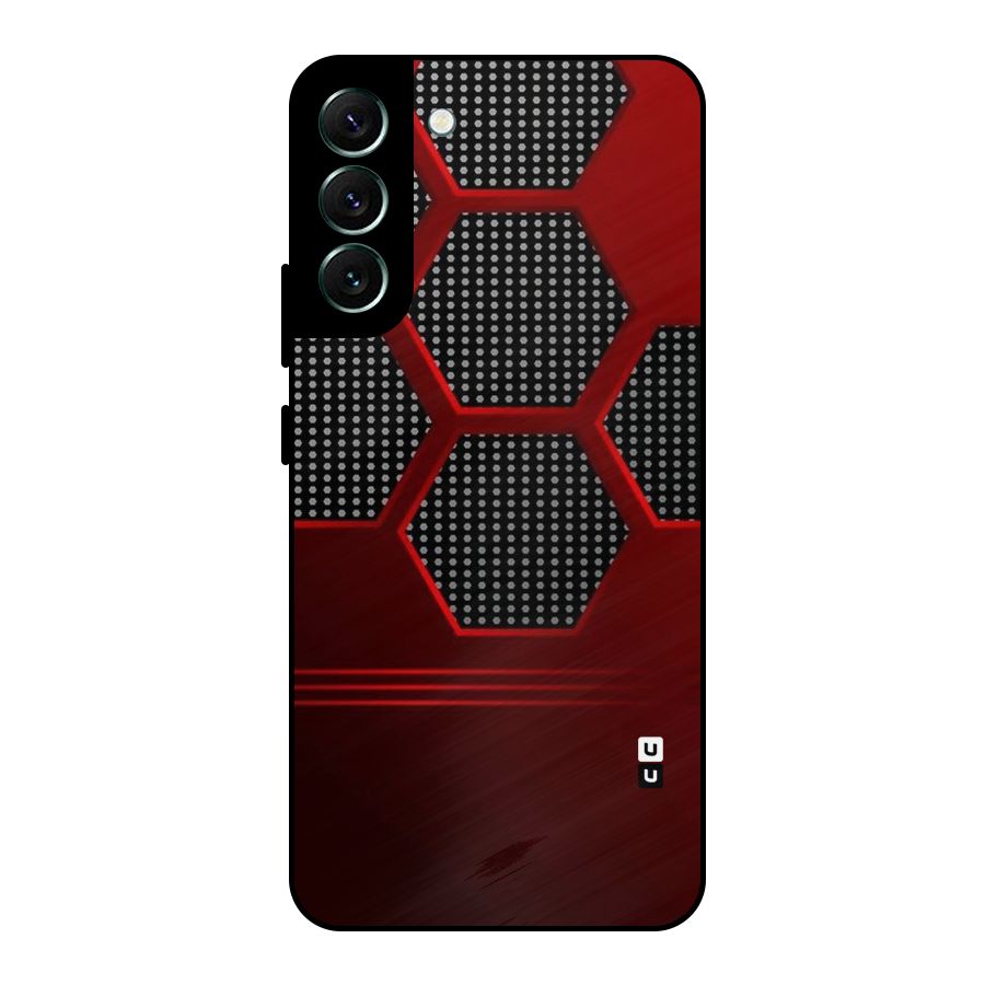 Red Black Hexagons Metal Back Case for Galaxy S22 Plus 5G