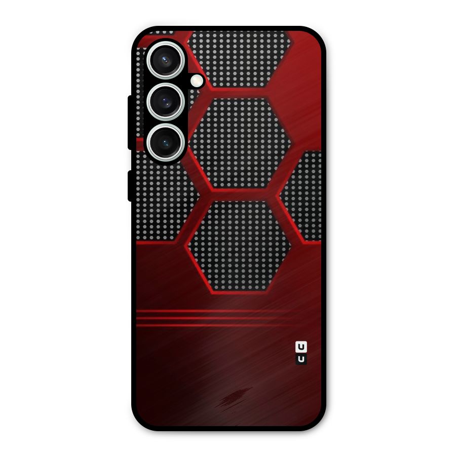 Red Black Hexagons Metal Back Case for Galaxy S23 FE