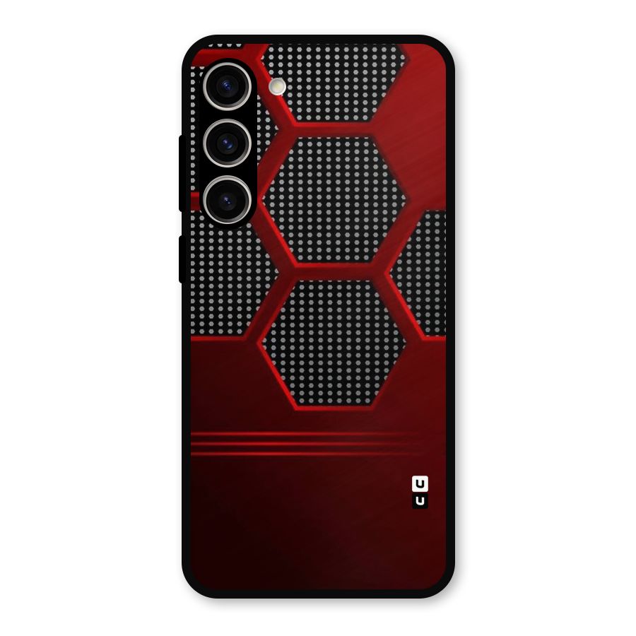 Red Black Hexagons Metal Back Case for Galaxy S23 Plus