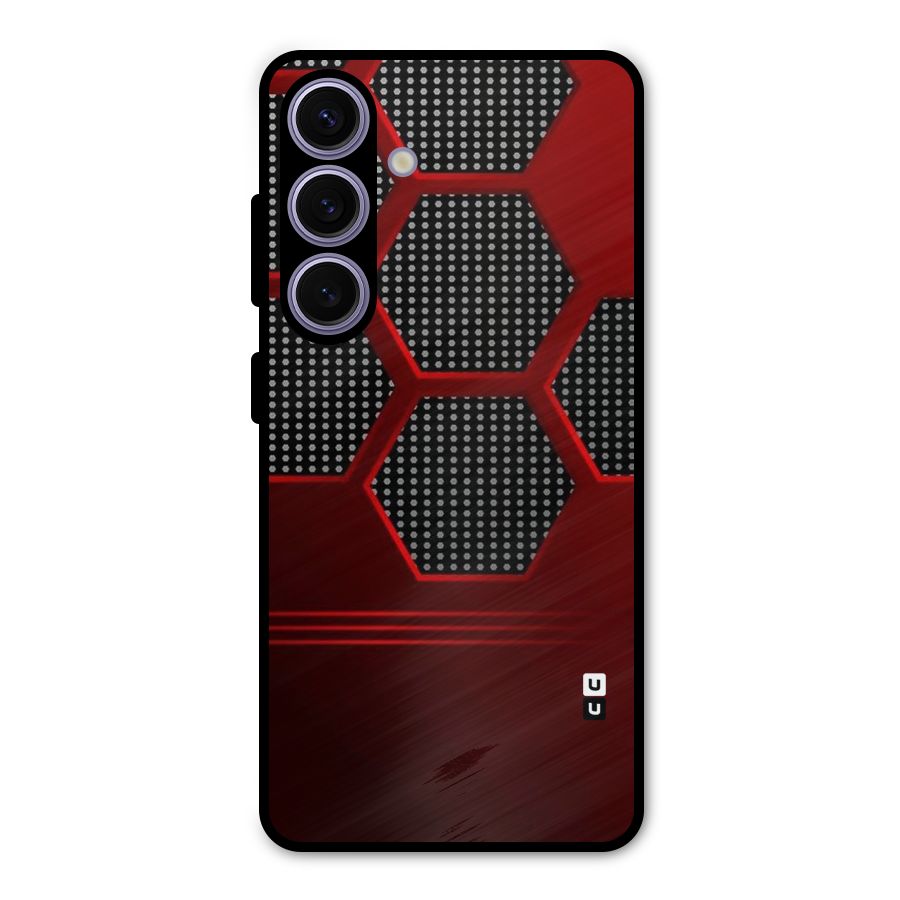 Red Black Hexagons Metal Back Case for Galaxy S24