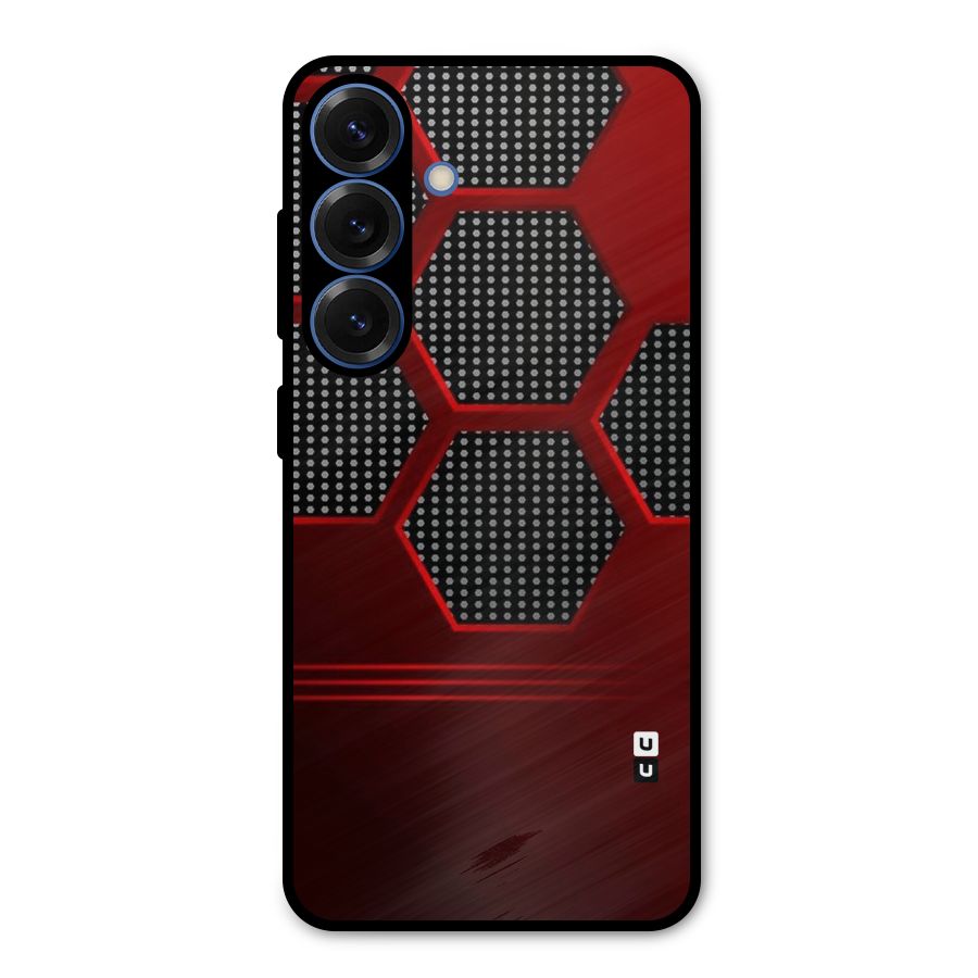 Red Black Hexagons Metal Back Case for Galaxy S25