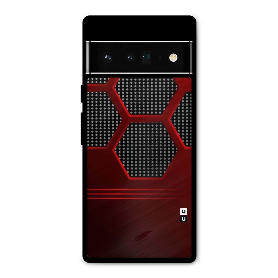 Red Black Hexagons Metal Back Case for Google Pixel 6 Pro