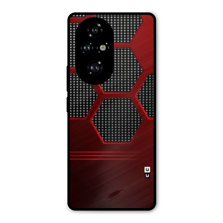Red Black Hexagons Metal Back Case for Honor 200 Pro