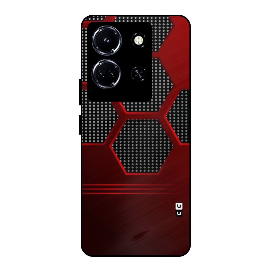 Red Black Hexagons Metal Back Case for Infinix Note 30 5G
