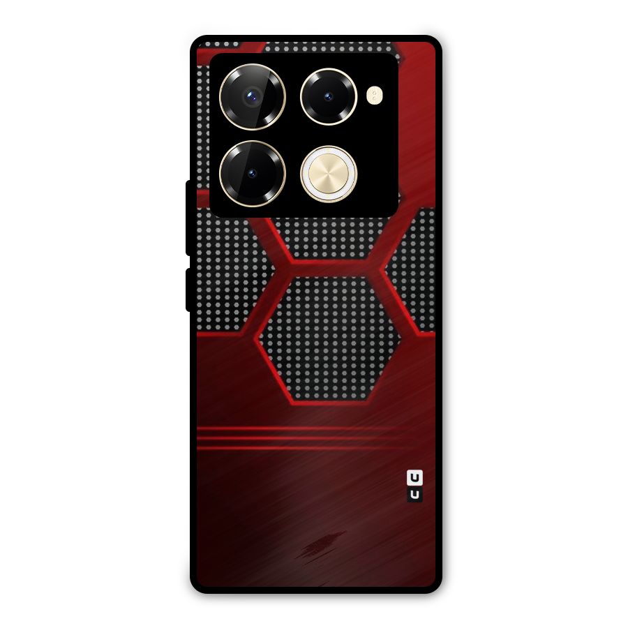 Red Black Hexagons Metal Back Case for Infinix Note 40 Pro Plus