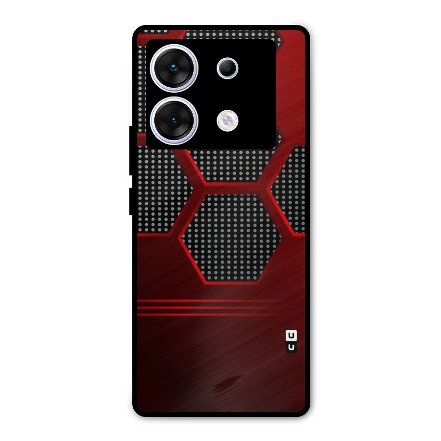 Red Black Hexagons Metal Back Case for Infinix Zero 30 5G