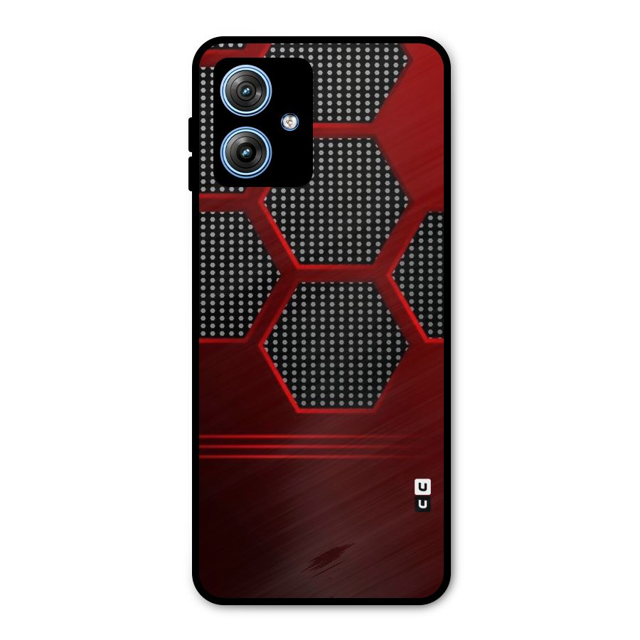 Red Black Hexagons Metal Back Case for Moto G54